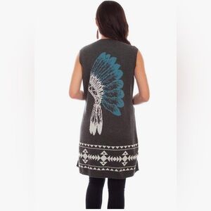 Scully Evelyn Indian Headdress Long Sweater Vest